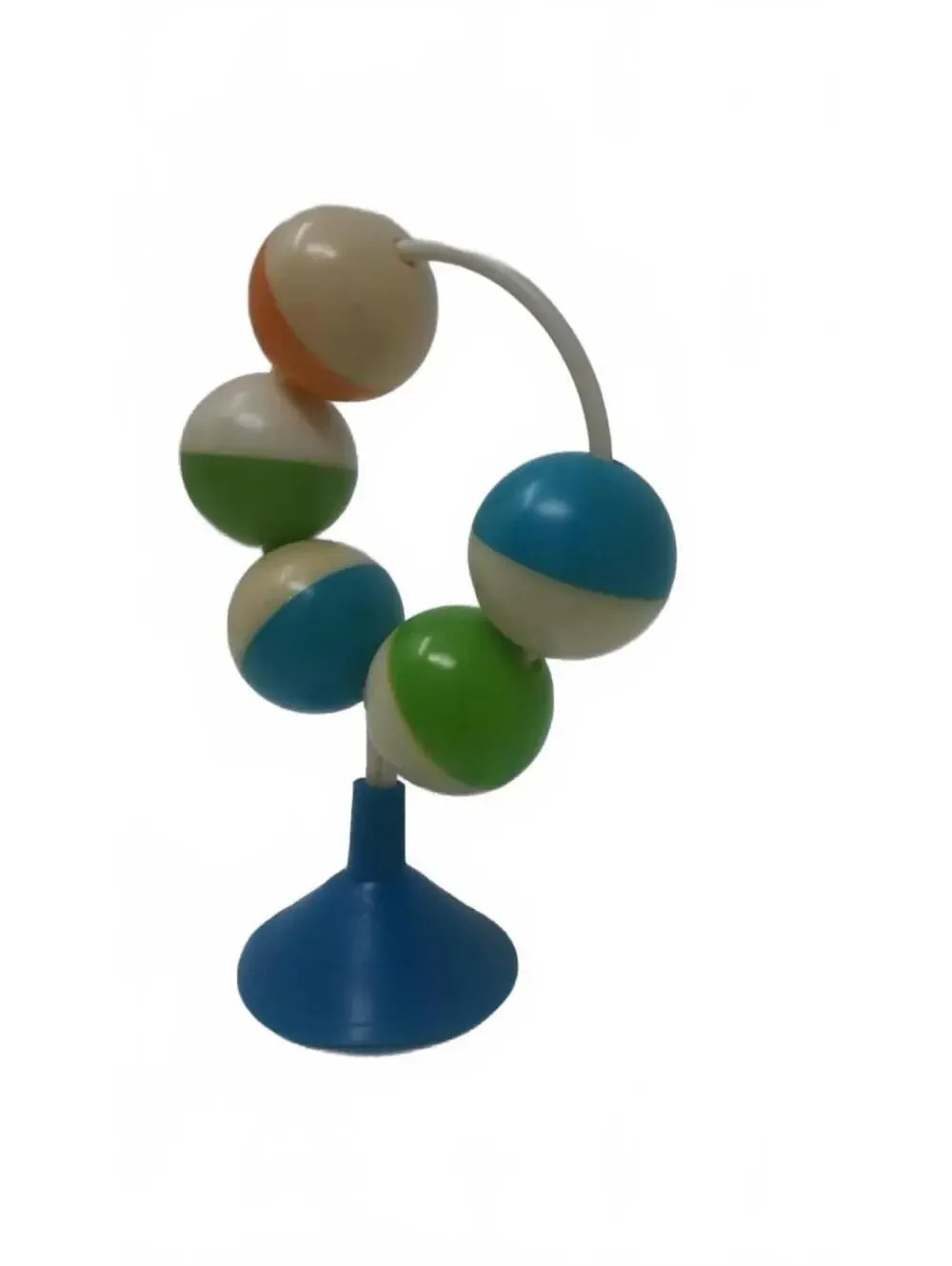 Vintage 1980s plastic Suction Cup High Chair Toy Spinning Bead Arch Table Rattle
